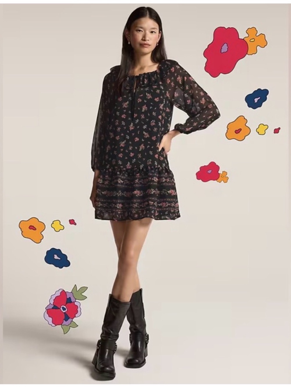 Old Navy x Anna Sui Chiffon
Tiered Ruffle Mini dress